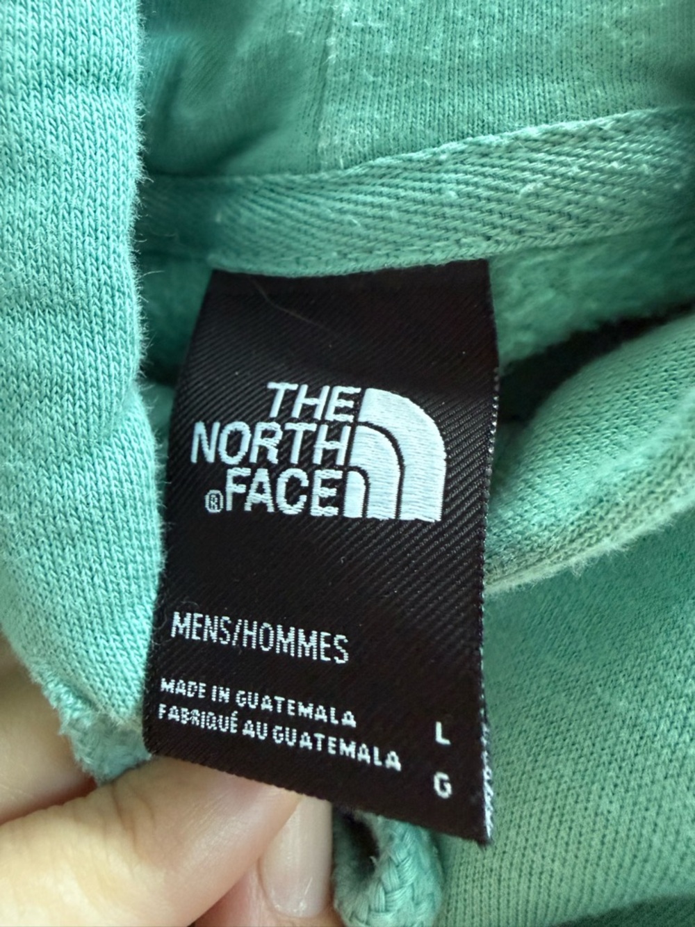 The North Face Mint Green Hoodie with Black Logo Tag